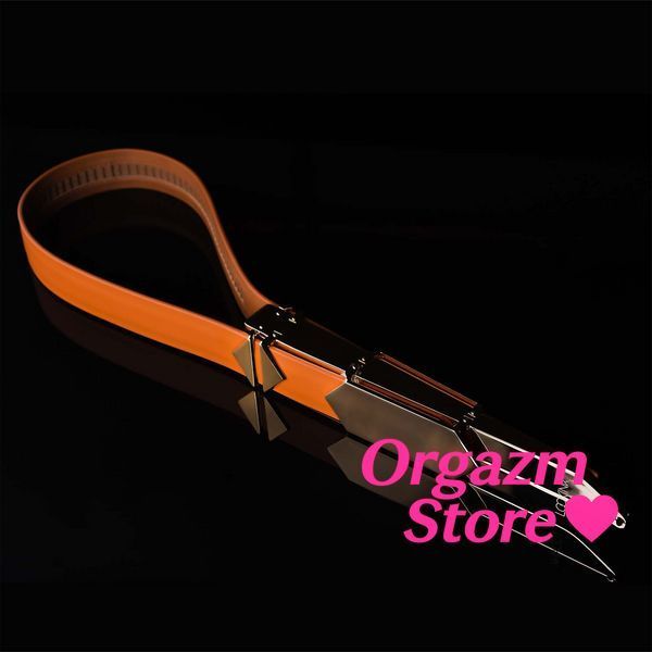 Регульована шльопалка LOCKINK Adjustable Slapper for Impact Play, коричнева, натуральна шкіра SX0830 фото