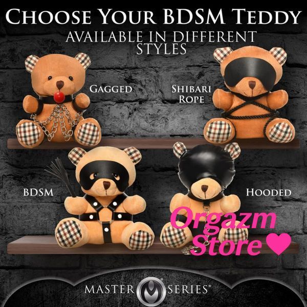 Плюшевый медвежонок ROPE Teddy Bear БДСМ в кожаной маске и обвязке, 22x16x12 см SO9816 фото