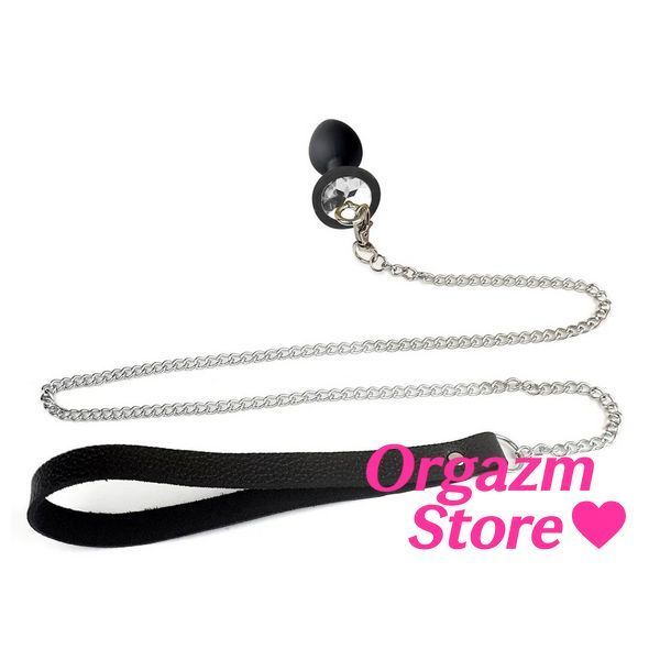 Силиконовая анальная пробка Art of Sex Silicone Anal Plug with Leash size L с поводком Black SO6181 фото