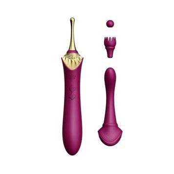Вагинально-клиторальный вибратор Zalo &mdash; Bess Velvet Purple, мультифункциональный с насадками SO6653 фото