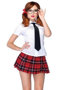 Еротичний костюм школярки Leg Avenue Private School Sweetie S, сорочка, спідниця, краватка, оправа SO9119 фото