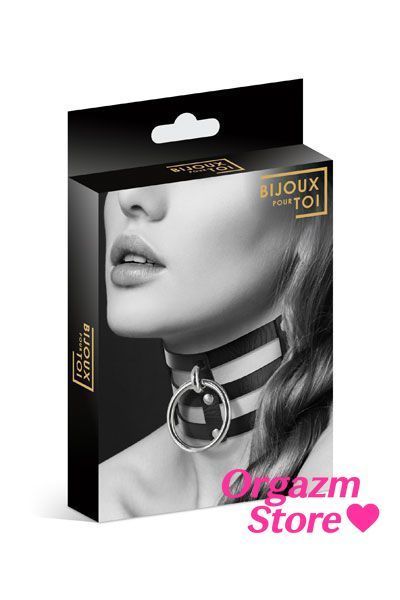 Чокер потрійний з кільцем для повідця Bijoux Pour Toi - FETISH, екошкіра SO1886 фото