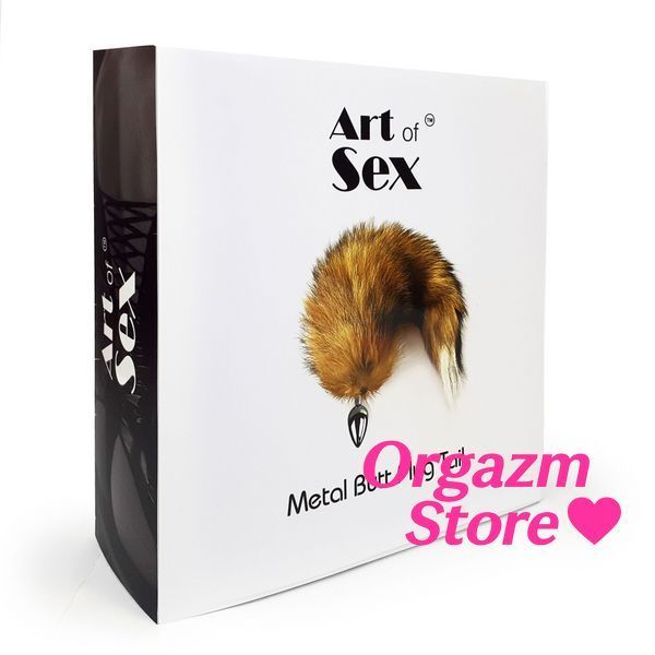 Металева анальна пробка з хвостом із натурального хутра Art of Sex size M Red fox SO6185 фото