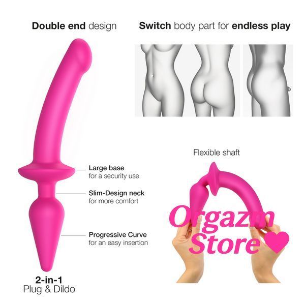 Анальная пробка с дилдо 2в1 Strap-On-Me SWITCH PLUG-IN DILDO Fuchsia L, диаметр 4,5/3,4 см SO6829 фото