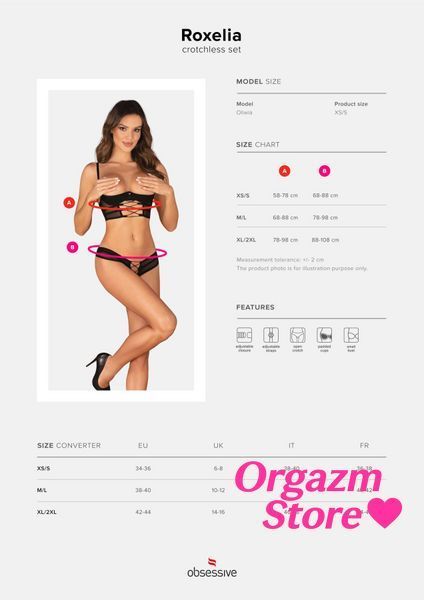 Комплект Obsessive Roxelia 2-pcs crotchless set XL/2XL SO9073 фото
