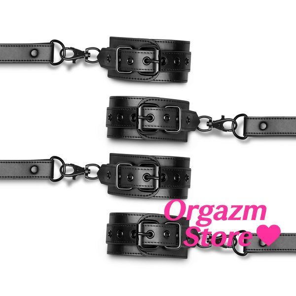 Хрестовина з наручниками та поножами Bedroom Fantasies: Hogtie with Hand and Ankle Cuffs SO8809 фото