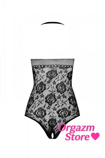 Бодістокінг з імітацією корсетної шнурівки Passion BS094 One Size, red, квітковий візерунок, з досту SO8924 фото