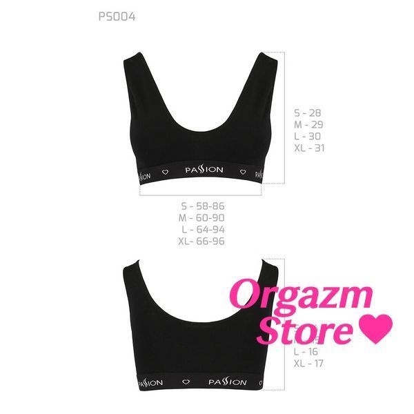 Спортивний топ з широкою гумкою Passion PS004 TOP S, black SO4221 фото