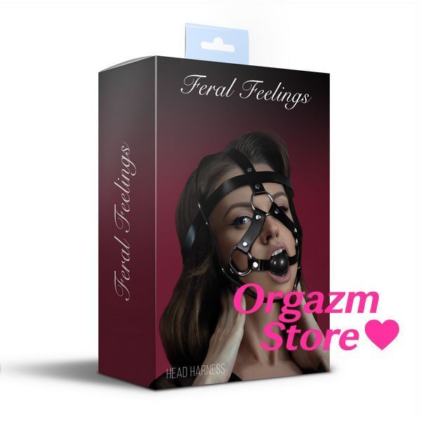 Маска-збруя з кляпом Feral Feelings Head Harness, шкіра SO8247 фото