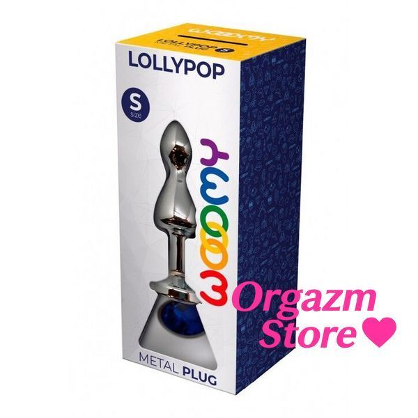 Металлическая анальна пробка Wooomy Lollypop Double Ball Metal Plug Blue S, диаметр 2,8 см, длина 8, SO7415 фото