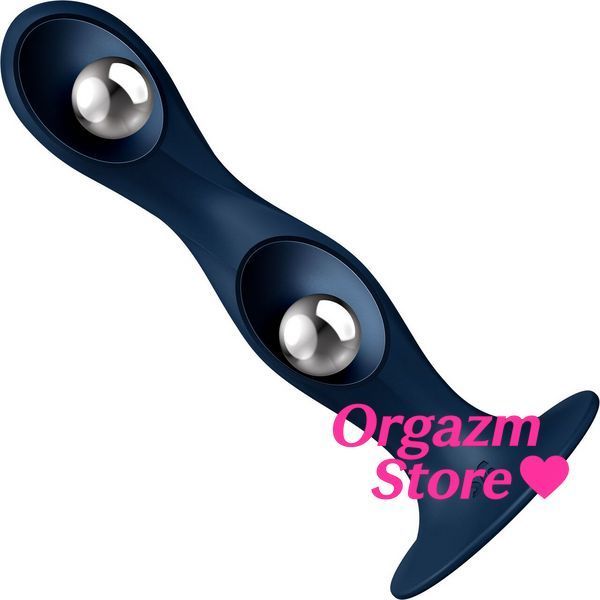 Дилдо Satisfyer Double Ball-R Dark Blue, унісекс, рухомі кульки всередині, на присосці SO8773 фото