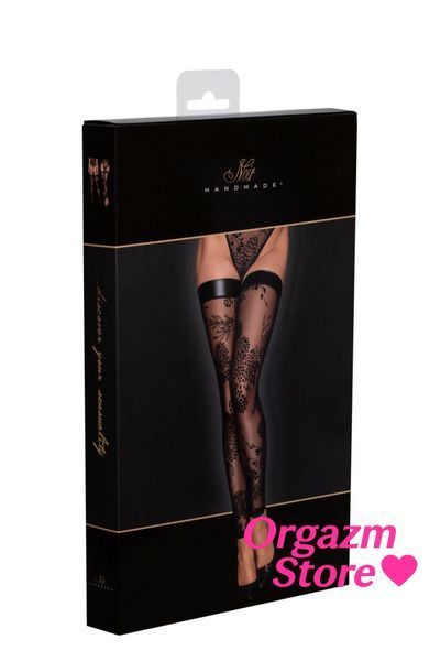 Чулки без мыска Noir Handmade F243 Tulle stockings with patterned flock embroidery, XXL SX0159 фото