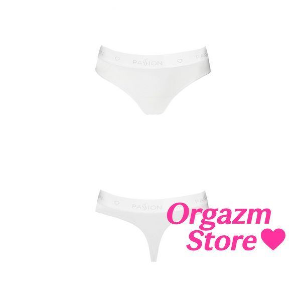 Трусики-бразиліана з бавовни Passion PS005 PANTIES M, white SO4224 фото