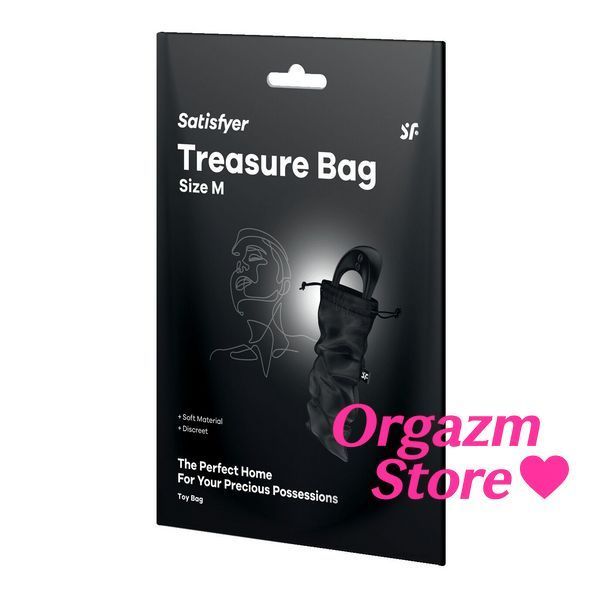 Мішок для секс-іграшок Satisfyer Treasure Bag M, чорний, на шнурку SX0546 фото