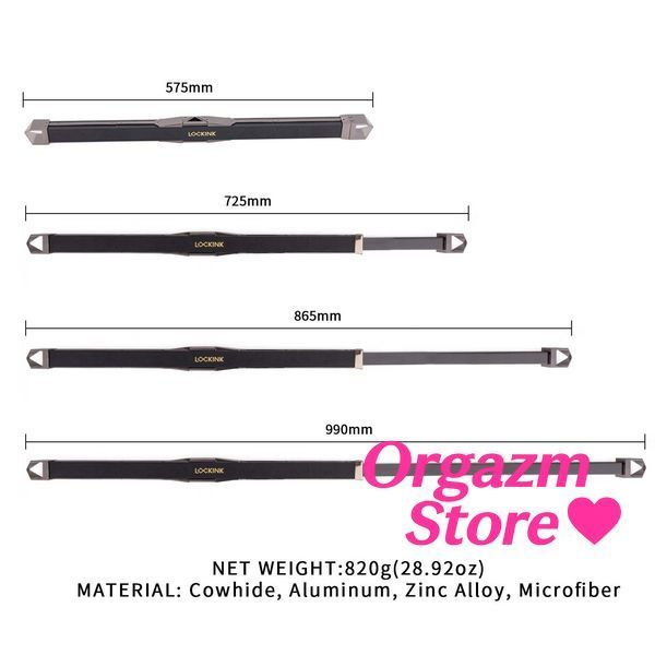Фиксатор-распорка LOCKINK Adjustable Spreader Bar Set, черный, кожаный, ремни для шеи, рук/ног SX0853 фото