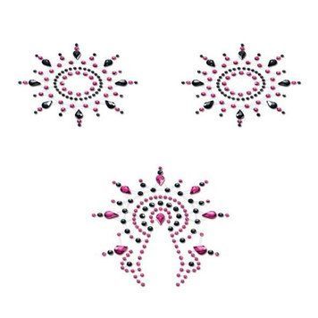 Пэстис из кристаллов Petits Joujoux Gloria set of 3 - Black/Pink, украшение на грудь и вульву SO3131 фото