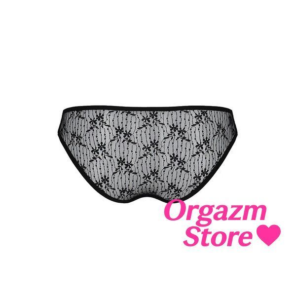Трусики-слипы с кружевной сеточкой Passion DINA THONG XXL/XXXL, black SO5342 фото