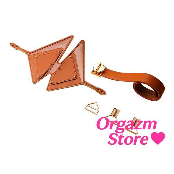 Маска на очі LOCKINK Vixen Blindfold, коричнева, натуральна шкіра, регульований обсяг SX0854 фото