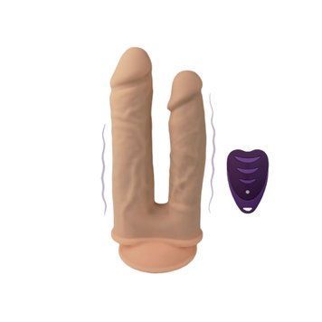 Двойной фаллоимитатор с вибрацией SilexD Double Gusto Vibro Flesh (Model 1 size 8" & 7") + LRS, диаметр 4,5 см и 3,7 см SO8209 фото