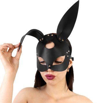 Шкіряна маска Зайчика Art of Sex - Bunny mask, колір Чорний SO9644 фото
