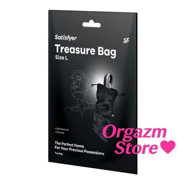 Мішечок для секс-іграшок Satisfyer Treasure Bag L, чорний, на шнурку SX0549 фото