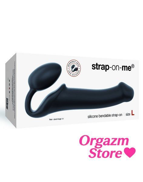 Безремінний страпон Strap-On-Me Black L, повністю регульований, діаметр 3,7 см SO2712 фото