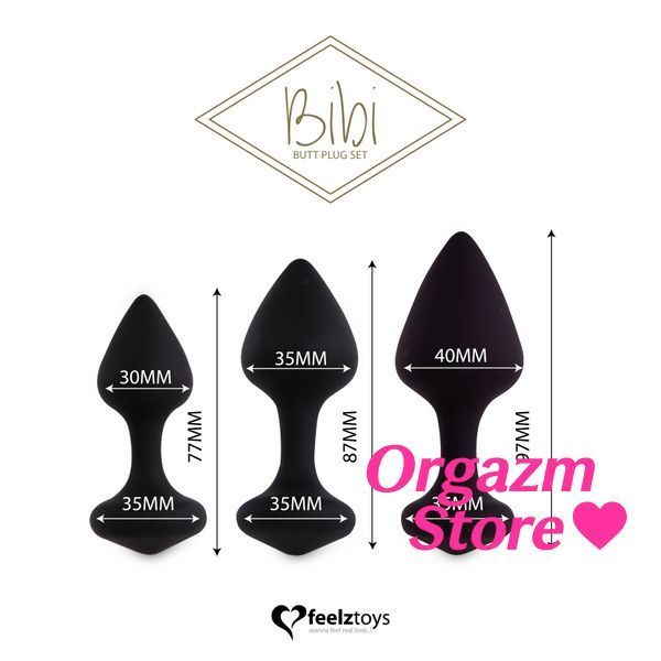 Набор силиконовых анальных пробок FeelzToys - Bibi Butt Plug Set 3 pcs Black SO5065 фото