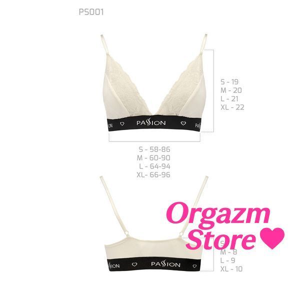 Еластичний топ з мереживом Passion PS001 TOP S, ecru SO4181 фото