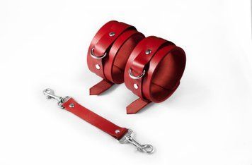 Поножи Feral Feelings &ndash; Ankle Restraints, натуральная кожа, red SO8258 фото