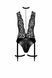 Боді Noir Handmade F297 Libido, S, чорне, мереживо, низ під латекс, відкритий доступ, гартери SX0219 фото 4