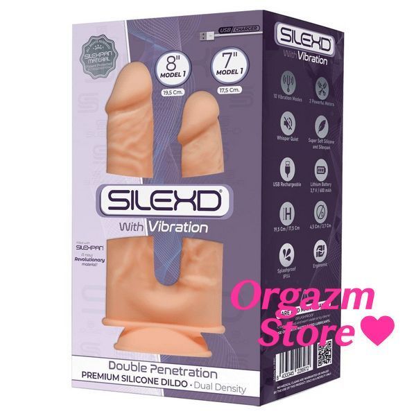 Фаллоимитатор двойной с вибрацией SilexD Double Gusto Flesh Motor (Model 1 size 8" & 7"), двухслойны SO5967 фото