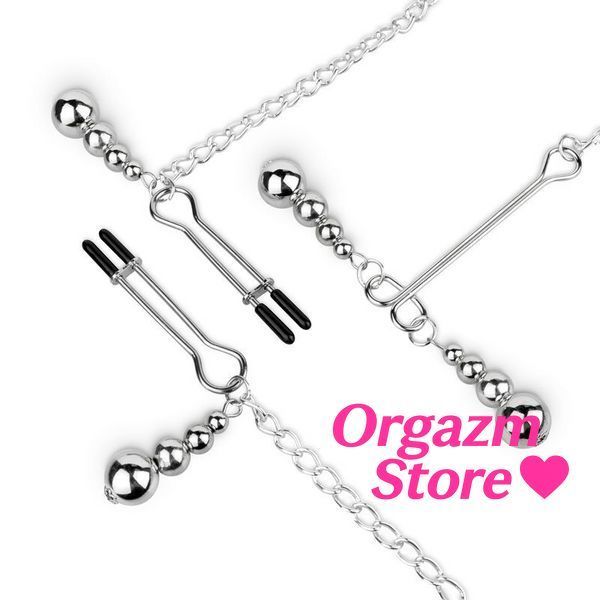 Затискачі для сосків та клітора Bedroom Fantasies: Nipple and Clitoris Clamps - Silver SX2208 фото