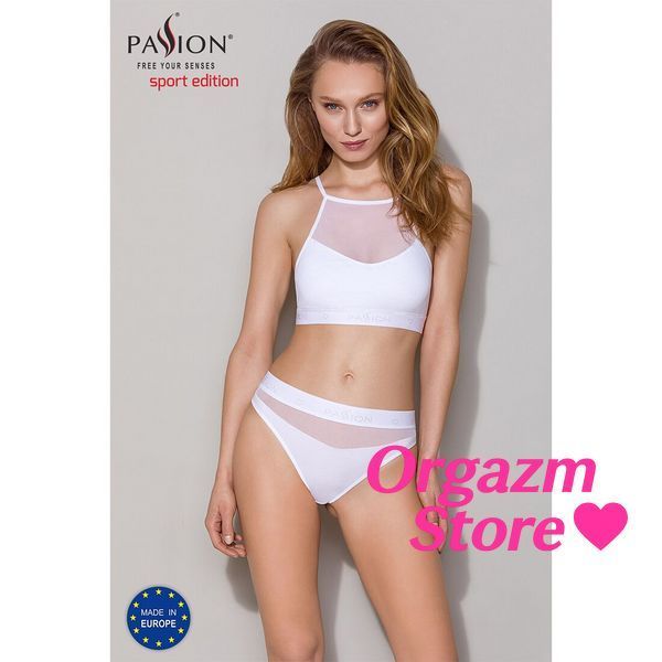 Трусики з прозорою вставкою Passion PS006 PANTIES L, white SO4235 фото