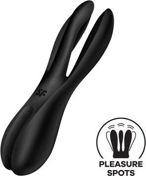 Кліторальний вібратор Satisfyer Threesome 2 Black, 3 гнучкі пальчики, 3 мотори SX1214 фото