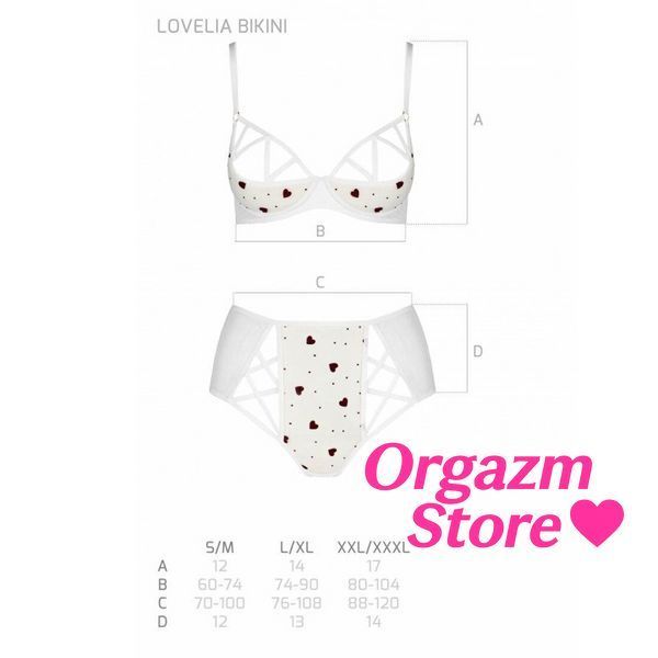 Еротичний комплект з малюнком Passion LOVELIA BIKINI XXL/XXXL, white SO4752 фото