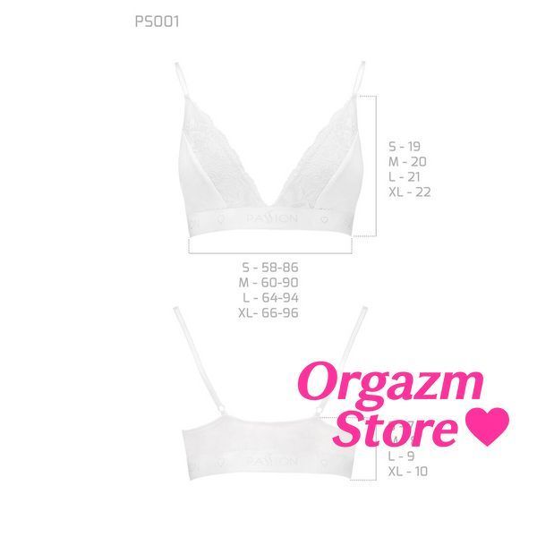 Еластичний топ з мереживом Passion PS001 TOP XL, white SO4190 фото