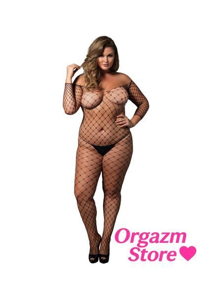 Бодістокінг Leg Avenue Off the shoulder bodystocking Black Queen Size SX1085 фото