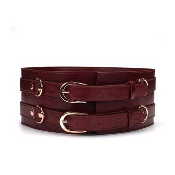 Кожаный пояс для бондажа Liebe Seele Wine Red Waist Cuff, S Size SO9460 фото