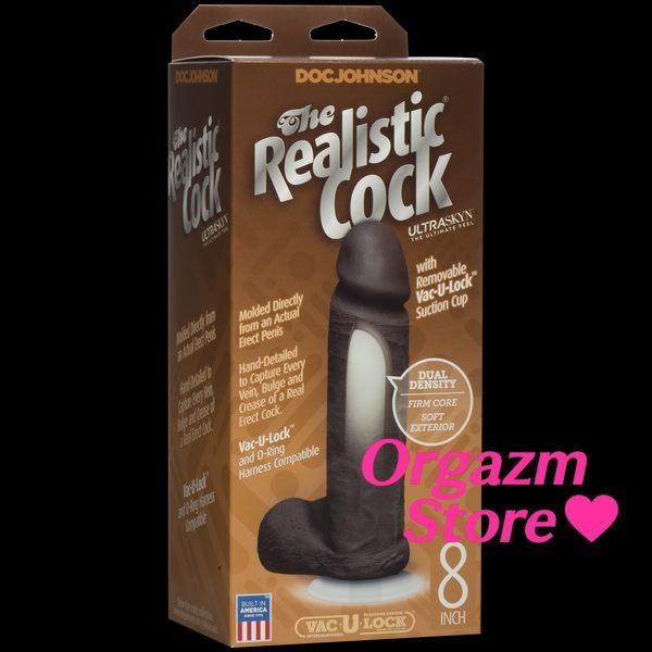 Фаллоимитатор Doc Johnson The Realistic Cock 8 inch Black - ULTRASKYN, Vack-U-Lock, диаметр 5,1см SO1974 фото