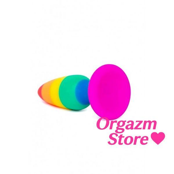 Силиконовая анальная пробка Wooomy Hiperloo Silicone Rainbow Plug M, диаметр 2,9 см, длина 11 см SO7435 фото