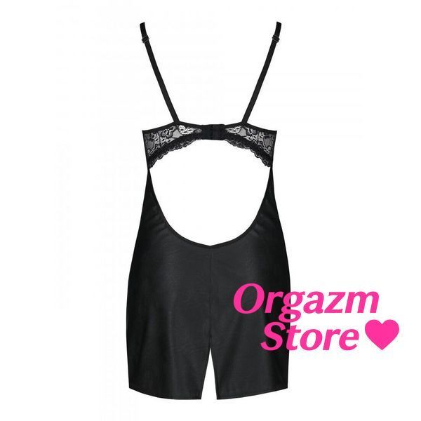 Бебі-дол з еко-шкіри та мережива Passion LOONA CHEMISE XXL/XXXL, black SO5360 фото