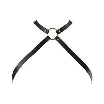 Портупея из экокожи Bijoux Indiscrets MAZE &mdash; Cross Chest Harness Black SO6635 фото