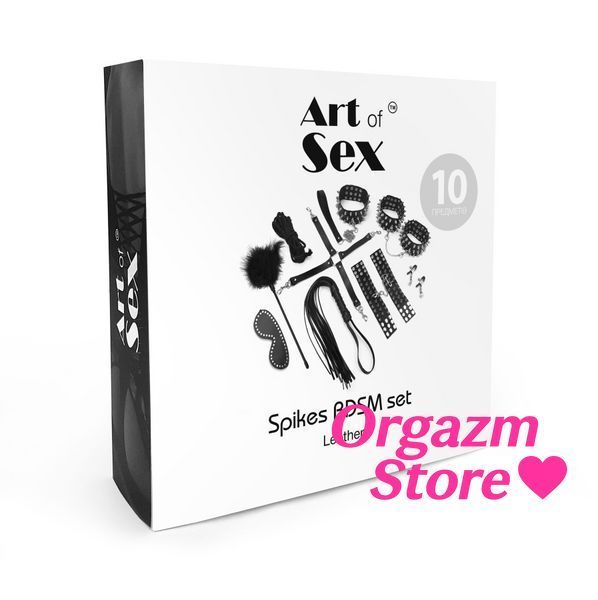 BDSM-набор Art of Sex &ndash; Spikes BDSM Set Leather, 10 предметов, черный, натуральная кожа SO7140 фото