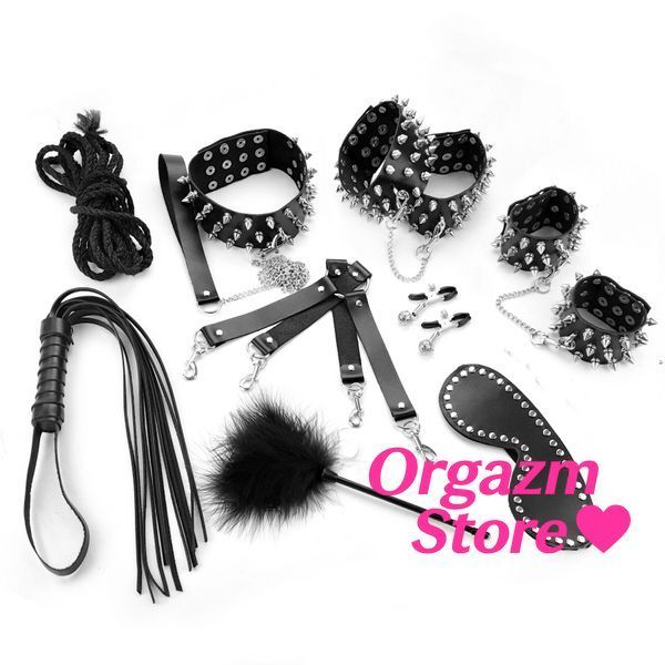 BDSM-набор Art of Sex &ndash; Spikes BDSM Set Leather, 10 предметов, черный, натуральная кожа SO7140 фото