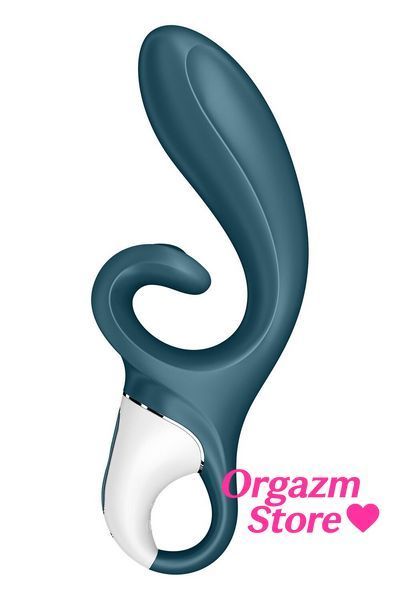 Смарт вібратор-кролик Satisfyer Hug Me Bluegrey, 2 мотори, діаметр 4,2см, широка кліторальна частина SO6273 фото