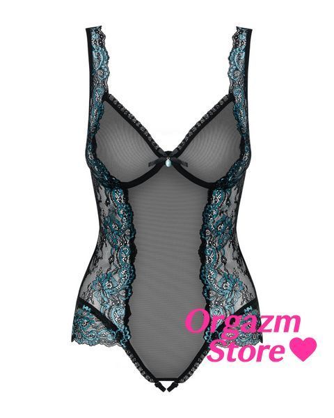 Сітчасте боді на кісточках Obsessive Amanta teddy L/XL, чорне, з доступом SO7199 фото
