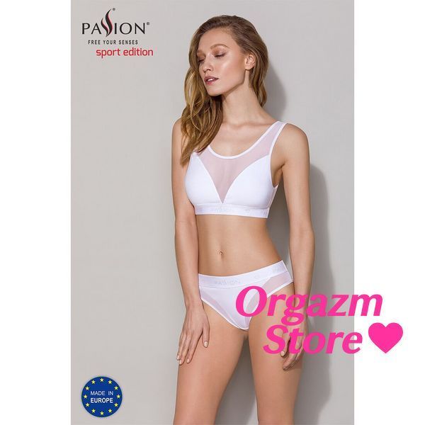 Топ з прозорою вставкою Passion PS002 TOP XL, white SO4206 фото