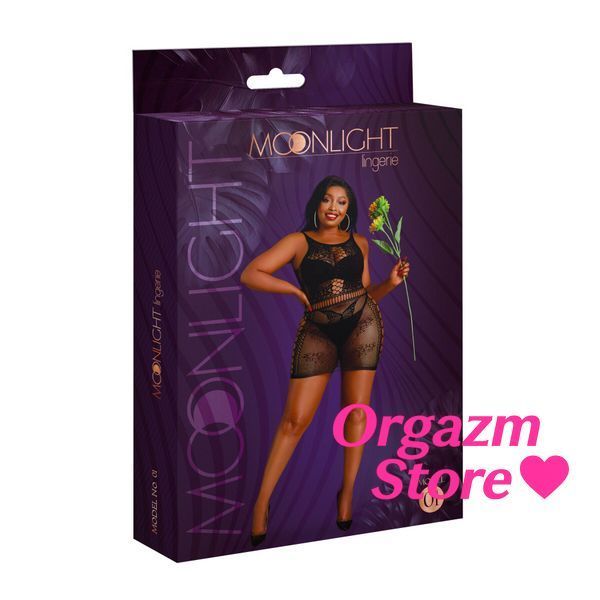 Платье-бодистокинг Moonlight Plus Model 01 XL-XXXL Black, мини, без рукавов SO8192 фото