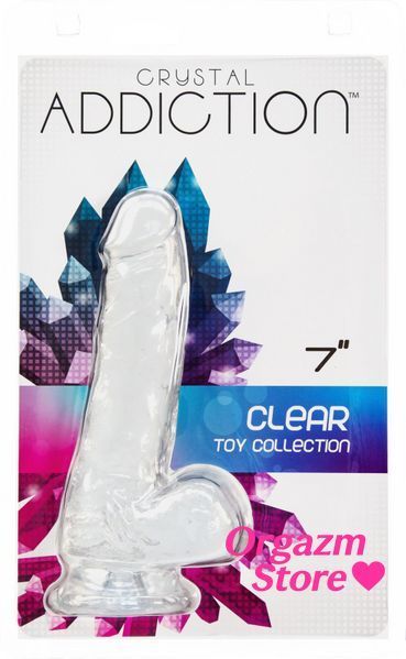 Прозорий фалоімітатор на присосці ADDICTION &mdash; Clear Dildo with Balls 7&Prime;, віброкуля в подарунок SO5581 фото