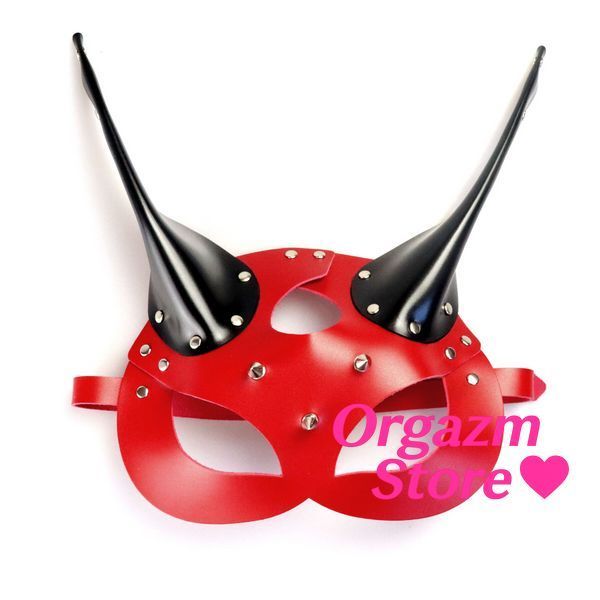 Кожаная маска Art of Sex - Lucifer Red&Black SO9813 фото